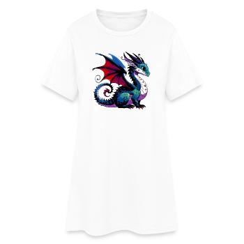 Drache - Frauen T-Shirt-Kleid - Weiß - Vorne