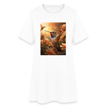 Kolibri im Flug - Frauen T-Shirt-Kleid - Weiß - Vorne