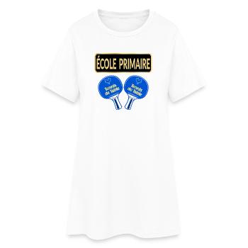 École Primaire - Tennis de Table - Robe T-shirt Femme - blanc - Devant