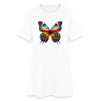 Schmetterling - Frauen T-Shirt-Kleid - Weiß - Vorne