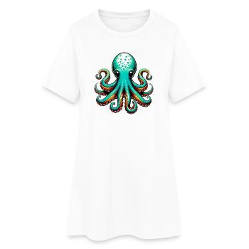 Pieuvre - Robe T-shirt Femme - blanc - Devant