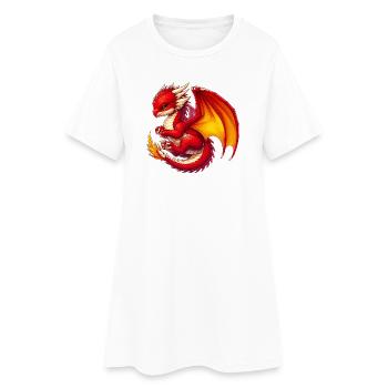 Drache - Frauen T-Shirt-Kleid - Weiß - Vorne