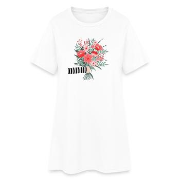 Einfach mal Danke sagen - ein lieber Blumengruß - Frauen T-Shirt-Kleid - Weiß - Vorne