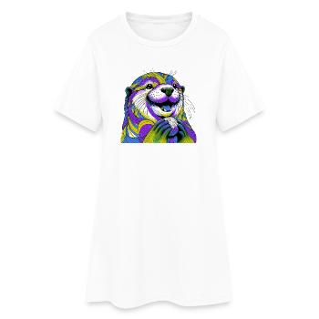 Otter - Frauen T-Shirt-Kleid - Weiß - Vorne