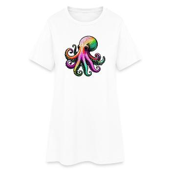 Pieuvre - Robe T-shirt Femme - blanc - Devant