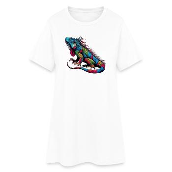 Leguan - Frauen T-Shirt-Kleid - Weiß - Vorne