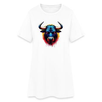 Stier - Frauen T-Shirt-Kleid - Weiß - Vorne