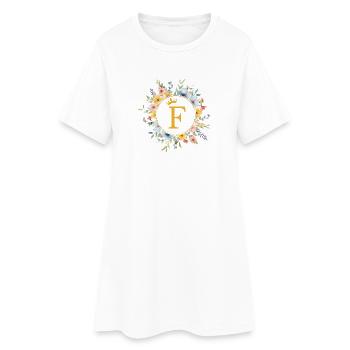 F Monogramme, Cercle de fleurs, Personnalisable - Robe T-shirt Femme - blanc - Devant