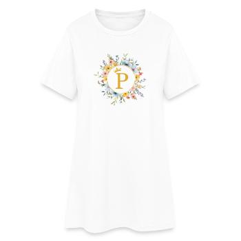 P Monogramme, Cercle De Fleurs, Personnalisable - Robe T-shirt Femme - blanc - Devant