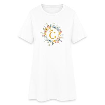 G Monogramme, Cercle de fleurs, Personnalisable - Robe T-shirt Femme - blanc - Devant