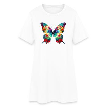 Papillon - Robe T-shirt Femme - blanc - Devant