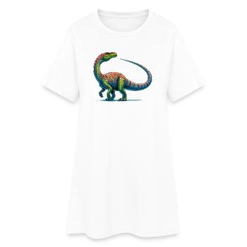 Dinosaurier - Frauen T-Shirt-Kleid - Weiß - Vorne