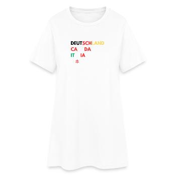 Länderfarben Schriftzug Collage - Frauen T-Shirt-Kleid - Weiß - Vorne