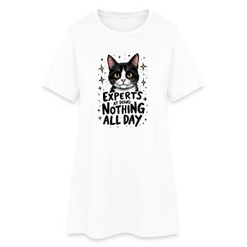 LES CHATS : DES EXPERTS DANS L’ART DE NE RIEN FAIRE TOUTE LA JOURNÉE - Robe T-shirt Femme - blanc - Devant