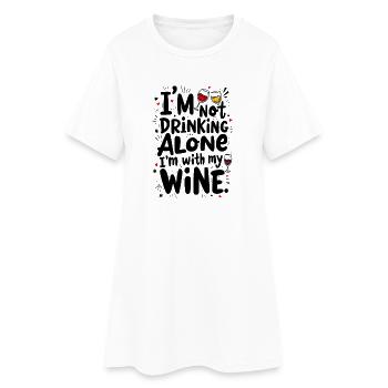 JE NE BOIS PAS SEUL, JE SUIS AVEC MON VIN - Robe T-shirt Femme - blanc - Devant