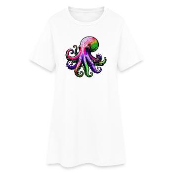 Pieuvre - Robe T-shirt Femme - blanc - Devant