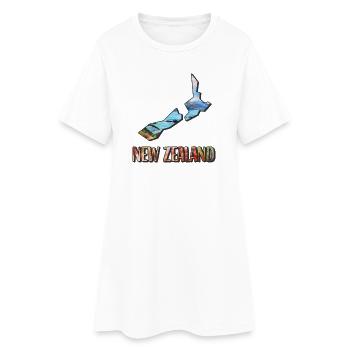 Aquarell Landkarte Neuseeland - Frauen T-Shirt-Kleid - Weiß - Vorne