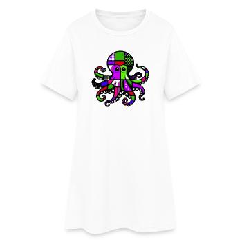 Pieuvre - Robe T-shirt Femme - blanc - Devant