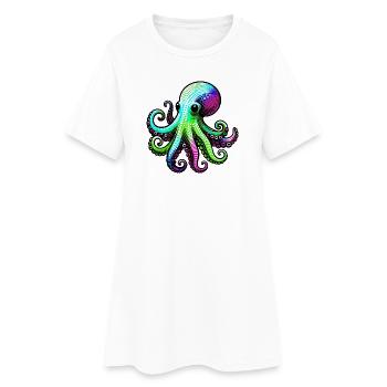 Pieuvre - Robe T-shirt Femme - blanc - Devant