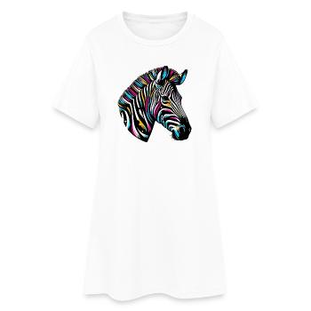 Zèbre - Robe T-shirt Femme - blanc - Devant