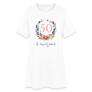 50 et génial ! personnalisable - Robe T-shirt Femme - blanc - Devant