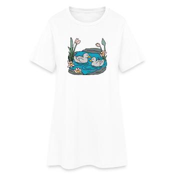 Entchen - Frauen T-Shirt-Kleid - Weiß - Vorne