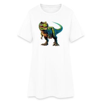 Dinosaurier - Frauen T-Shirt-Kleid - Weiß - Vorne
