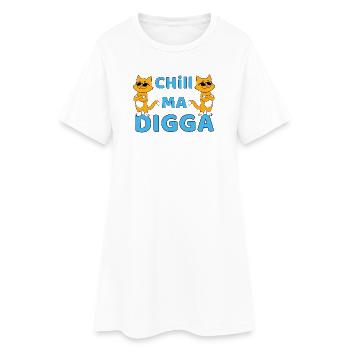 Chill ma Digga - lustige katze mit Sonnenbrille - Frauen T-Shirt-Kleid - Weiß - Vorne