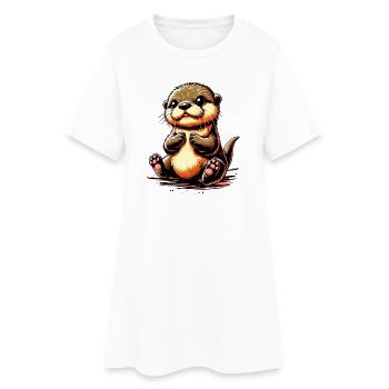 Loutre - Robe T-shirt Femme - blanc - Devant