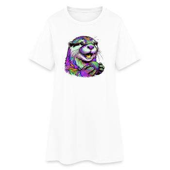 Loutre - Robe T-shirt Femme - blanc - Devant