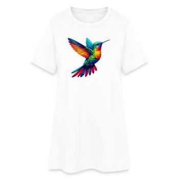Kolibri - Frauen T-Shirt-Kleid - Weiß - Vorne