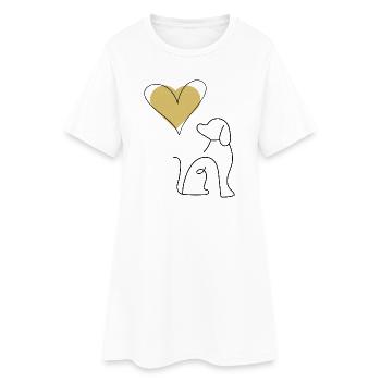Goldenes Linienherz Handzeichnung - Frauen T-Shirt-Kleid - Weiß - Vorne