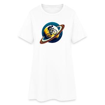 Cycliste sur Saturne - Robe T-shirt Femme - blanc - Devant