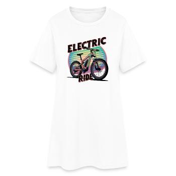 Retro-Elektrofahrrad-Illustration - Frauen T-Shirt-Kleid - Weiß - Vorne