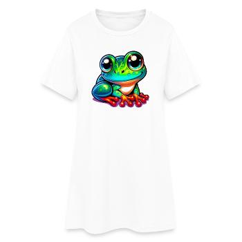 Frosch - Frauen T-Shirt-Kleid - Weiß - Vorne
