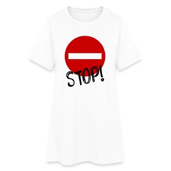 STOP. PANNEAU. PAPA. MOTO. DRÔLE. VOITURE - Robe T-shirt Femme - blanc - Devant