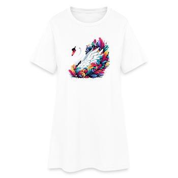 Schwan - Frauen T-Shirt-Kleid - Weiß - Vorne