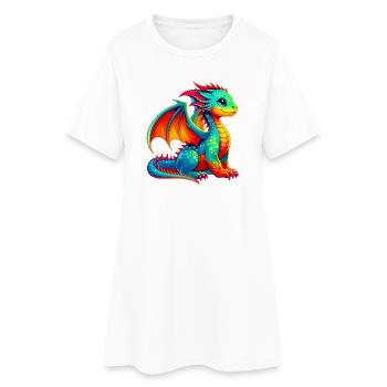 Drache - Frauen T-Shirt-Kleid - Weiß - Vorne