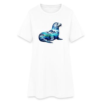Phoque - Robe T-shirt Femme - blanc - Devant