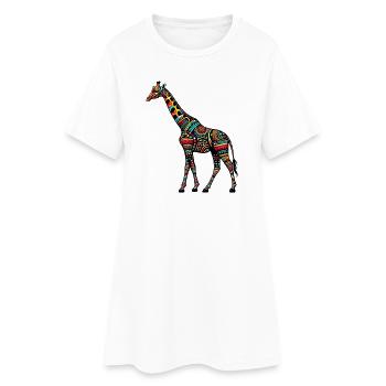 Giraffe - Frauen T-Shirt-Kleid - Weiß - Vorne