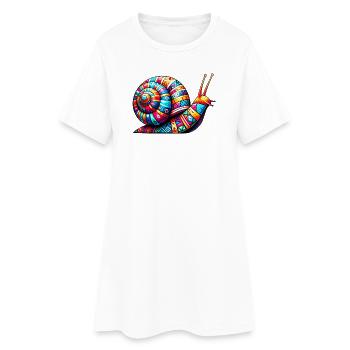 Schnecke - Frauen T-Shirt-Kleid - Weiß - Vorne
