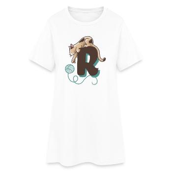 Katze Buchstabe R - Frauen T-Shirt-Kleid - Weiß - Vorne