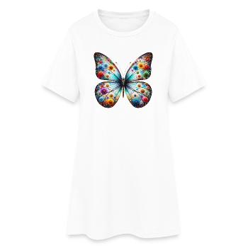 Schmetterling - Frauen T-Shirt-Kleid - Weiß - Vorne