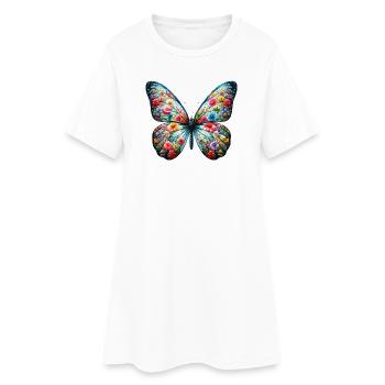 Schmetterling - Frauen T-Shirt-Kleid - Weiß - Vorne