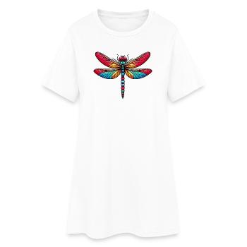 Libelle - Frauen T-Shirt-Kleid - Weiß - Vorne