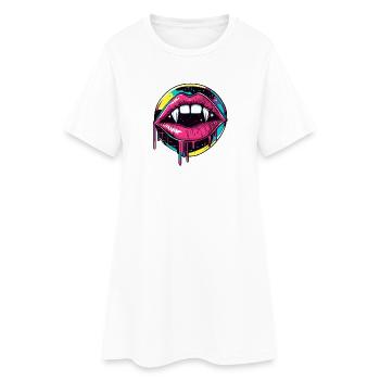 Vampire Lips Halloween Vaporwave Années 90 - Robe T-shirt Femme - blanc - Devant