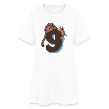 Cat Number 9 - Women’s T-Shirt Dress - white - Front