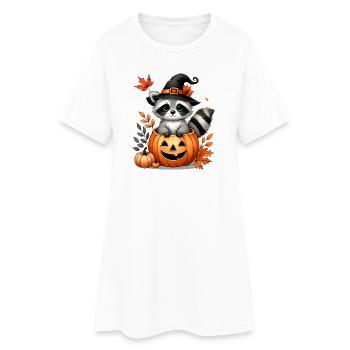Raton laveur d’Halloween à la citrouille : Doux plaisir effrayant - Robe T-shirt Femme - blanc - Devant