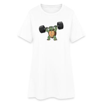 Strong Turtle Fitness Dumbbell Workout Training - Women’s T-Shirt Dress - white - Front