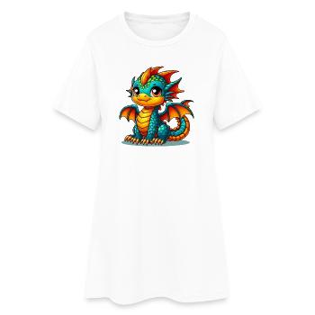 Drache - Frauen T-Shirt-Kleid - Weiß - Vorne
